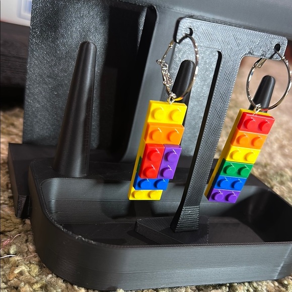 NWT Handmade Colorful LEGO Block Earrings *You can play with them ~Blocks Change - Picture 2 of 8